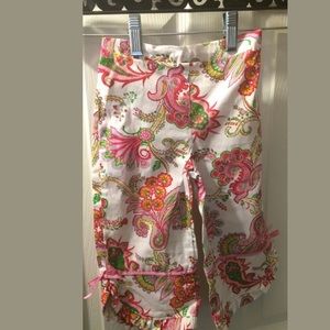 New ICKY BABY Pink Peacock Ruffle Pants Paisley
